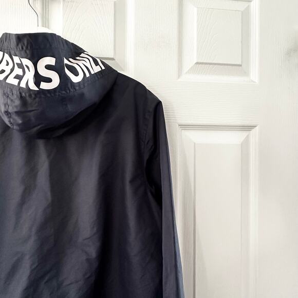 Members Only Sport Blue Nylon Pullover Hooded Quarter Zip Windbreaker Medium Men - Picture 4 of 13